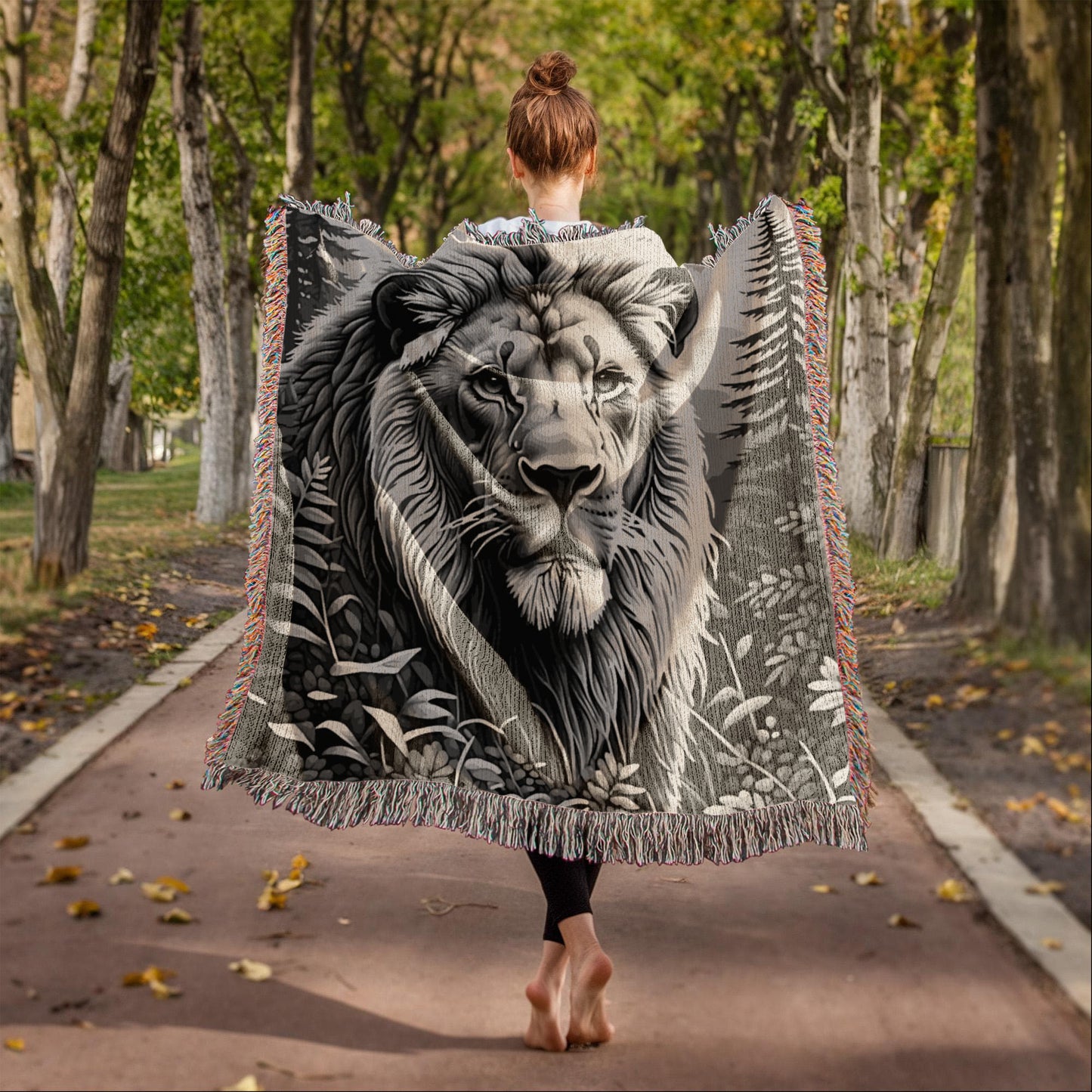 Lion Illustration Heirloom Woven Blanket- Gift for Mothers/Fathers/Sons/Daughters.