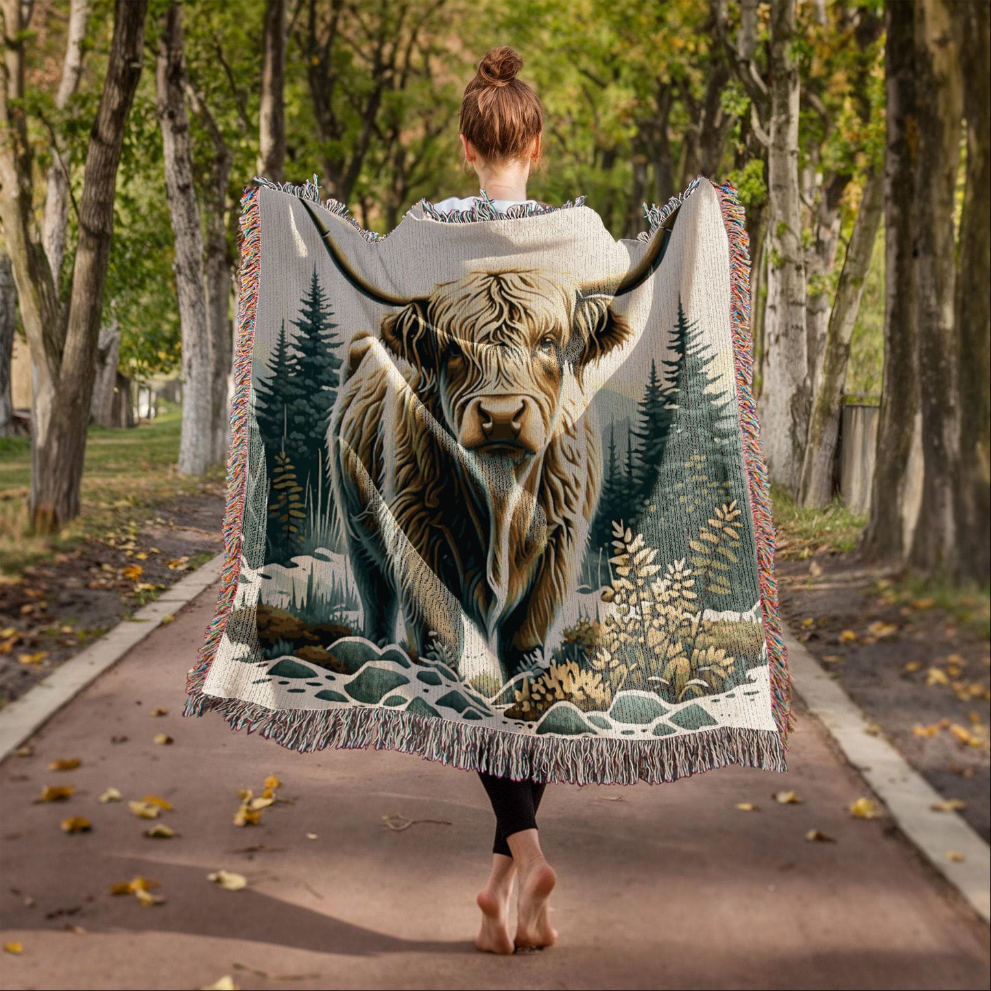Highland Cow Heirloom Woven Blanket- Gift for Mothers/Daughters/Sons