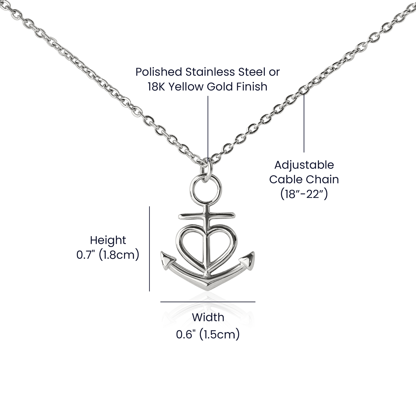 Anchor Pendant Necklace - a Gift for Grandmother, Moms, Daughters.