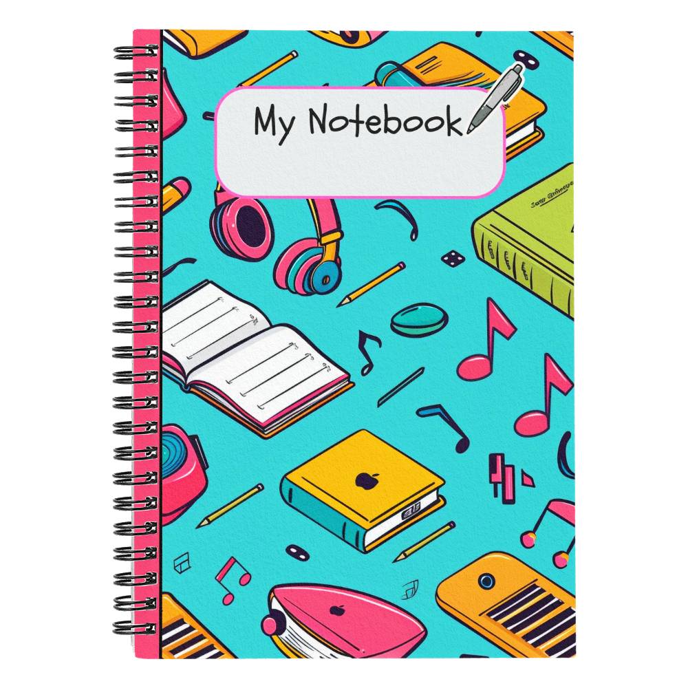 Teal Musical Harmony Spiral Notebook