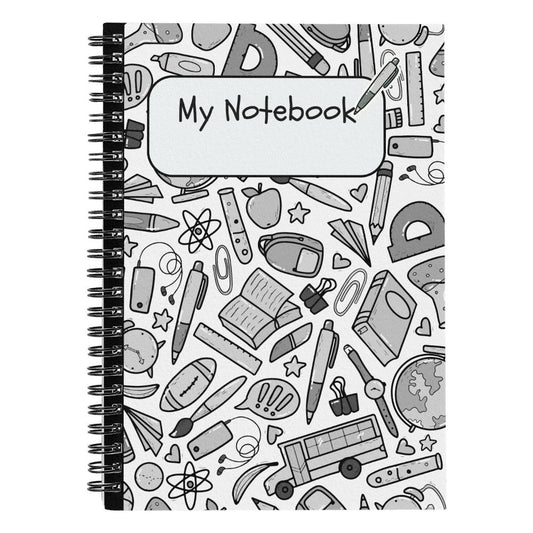 Grey School Doodles Spiral Notebook