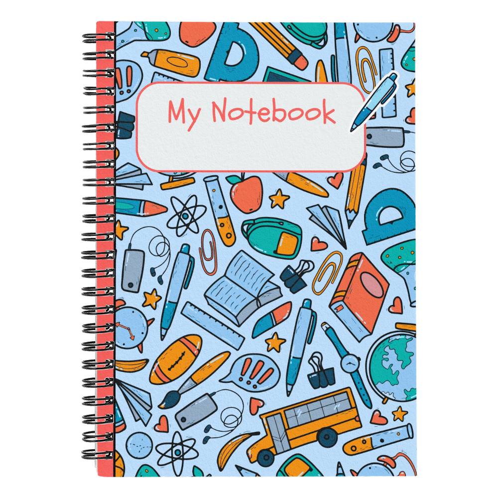 Orange School Doodles Spiral Notebook