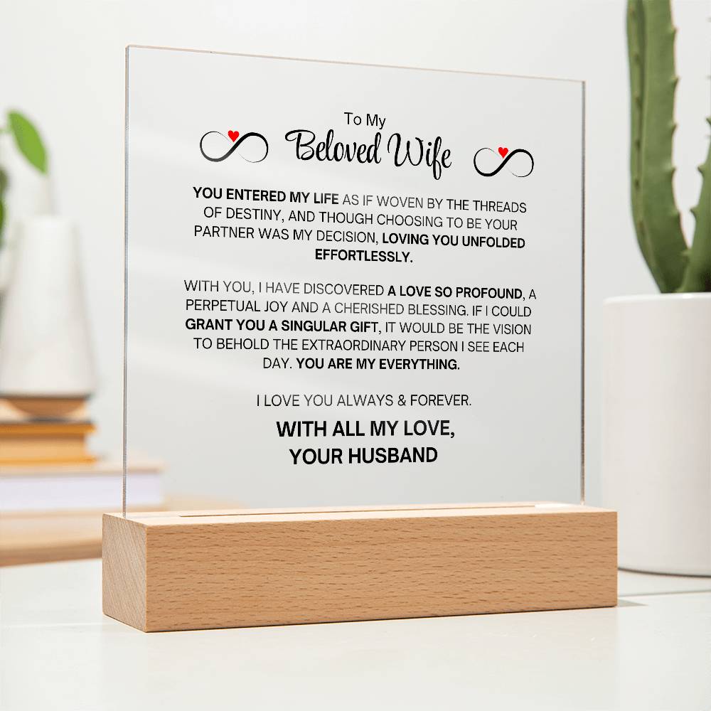 To My Wife- Acrylic Plaque- Gift for My  Wife/Soulmate