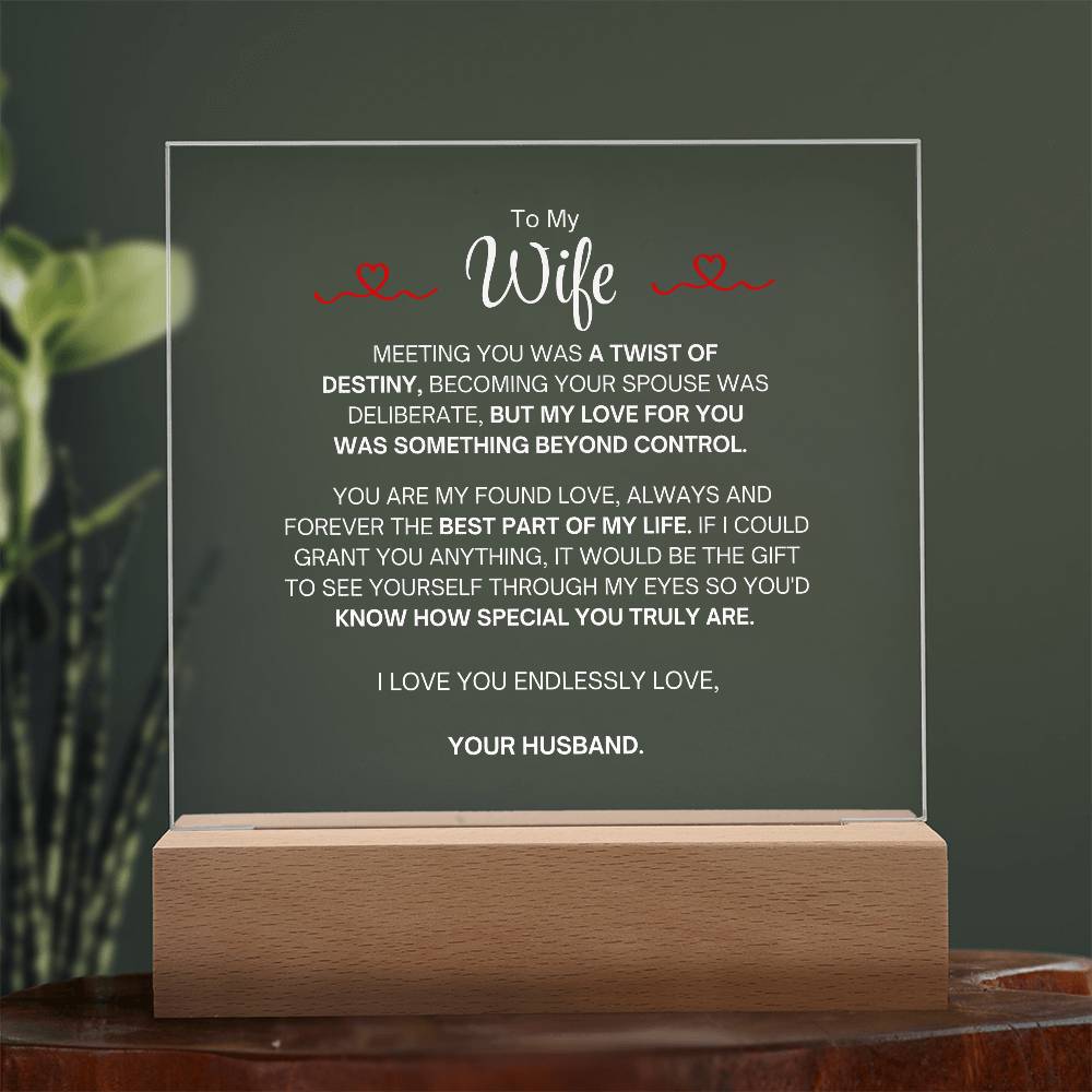 To My Wife- Acrylic Plaque- A Gift for Your Wife/Soulmate