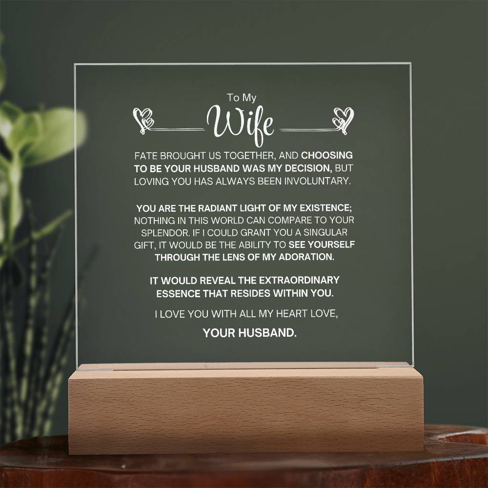 To My Wife- Acrylic Plaque- A Gift for Your Wife/Soulmate.