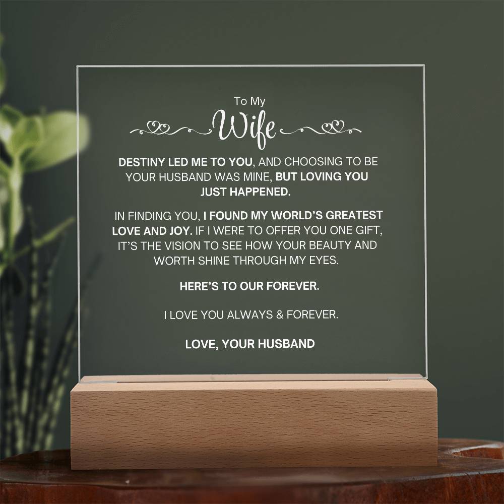 To My Wife- Acrylic Plaque- A Gift for My Wife/Soulmate.