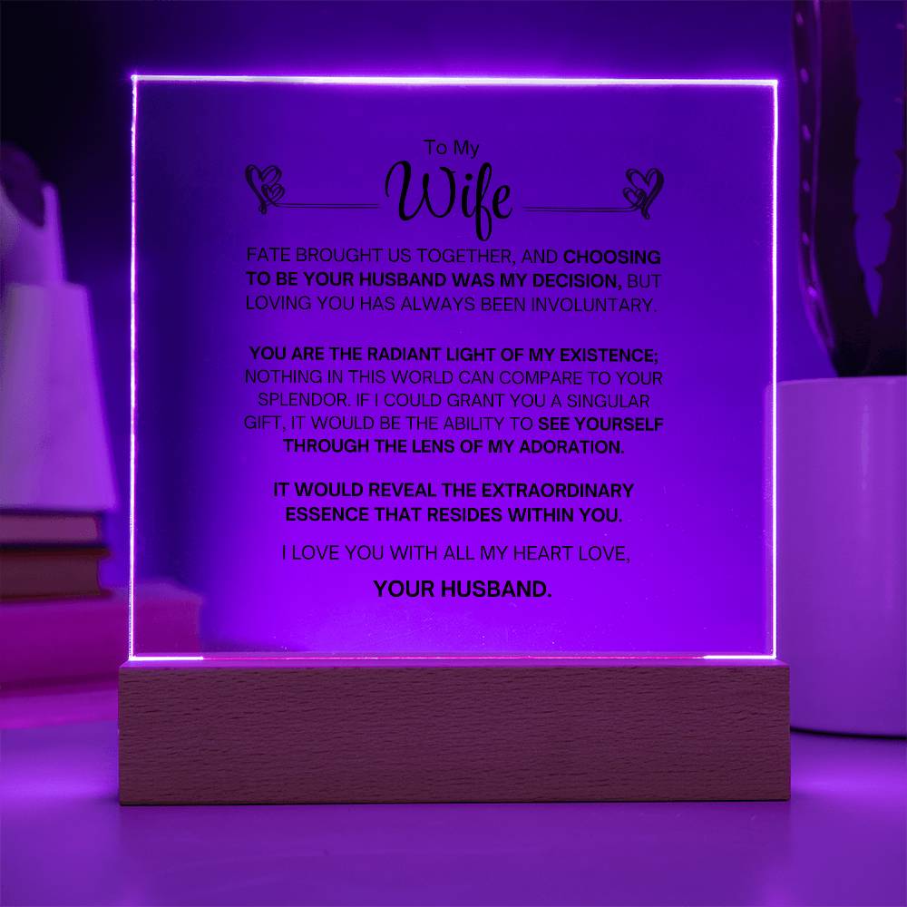 To My Wife- Acrylic Plaque- A Gift for your Wife/Soulmate