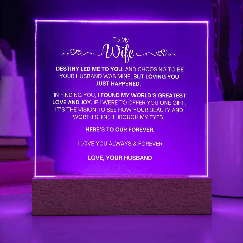 To My Wife- Acrylic Plaque- A Gift for My Wife/Soulmate.