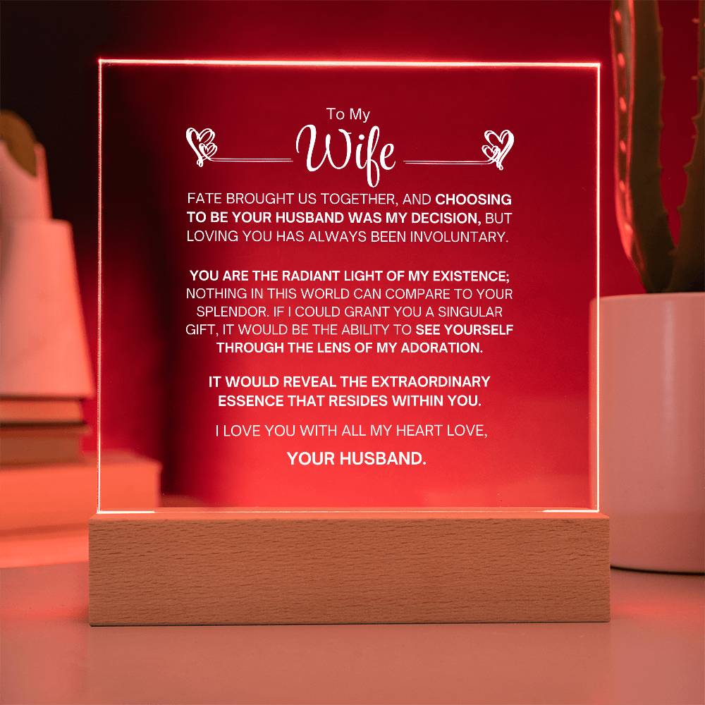 To My Wife- Acrylic Plaque- A Gift for Your Wife/Soulmate.