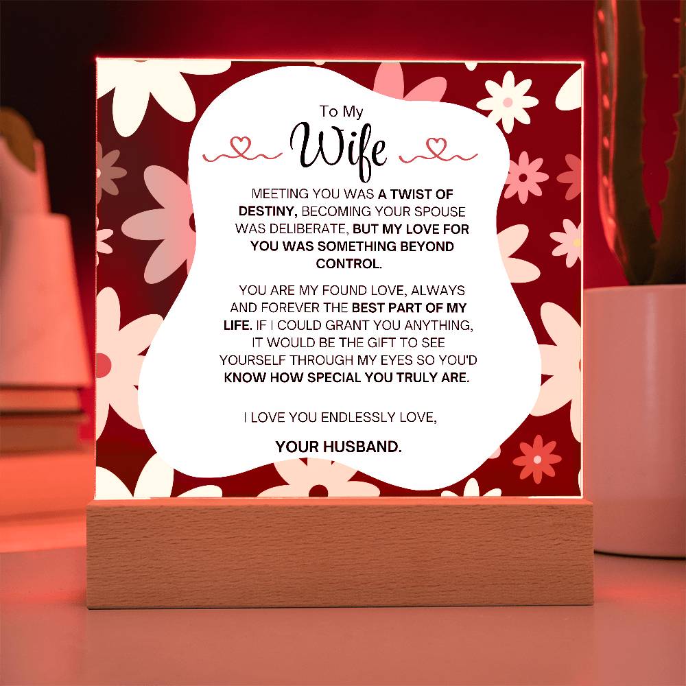 To My Wife- Acrylic Plaque- A Gift for your Wife/Soulmate