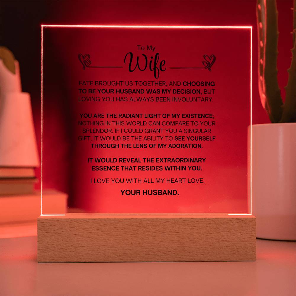 To My Wife- Acrylic Plaque- A Gift for your Wife/Soulmate