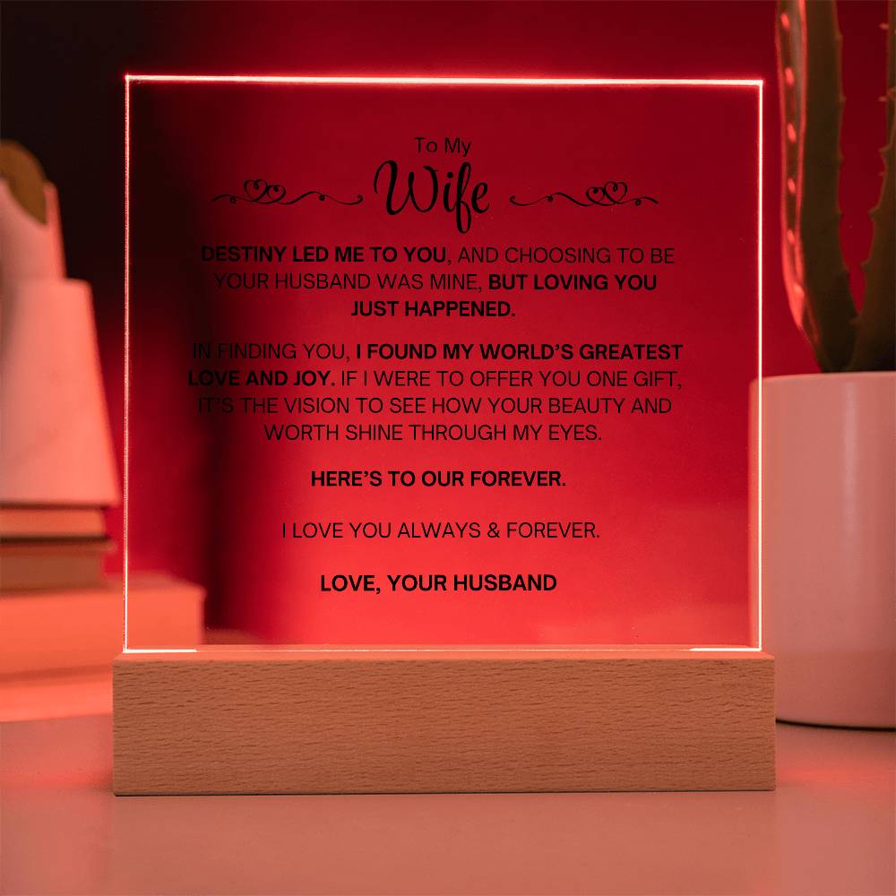 To My Wife- Acrylic Plaque- A Gift for My Wife/Soulmate