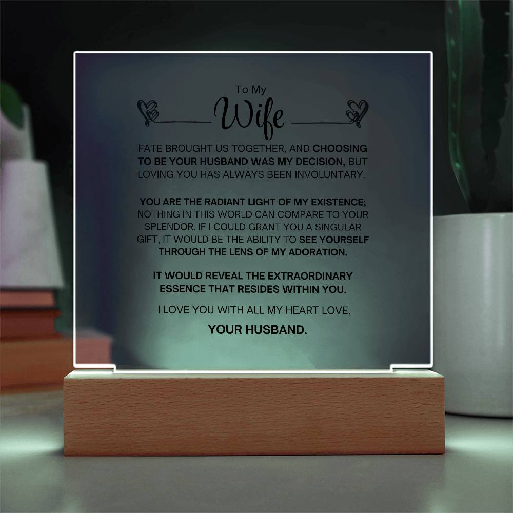 To My Wife- Acrylic Plaque- A Gift for your Wife/Soulmate