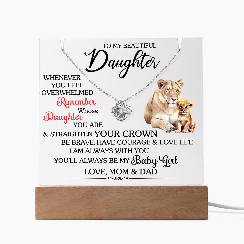 To My Beautiful Daughter- Love Knot Keepsake Plaque- a Gift for your Daughter/Daughter-in-Law.