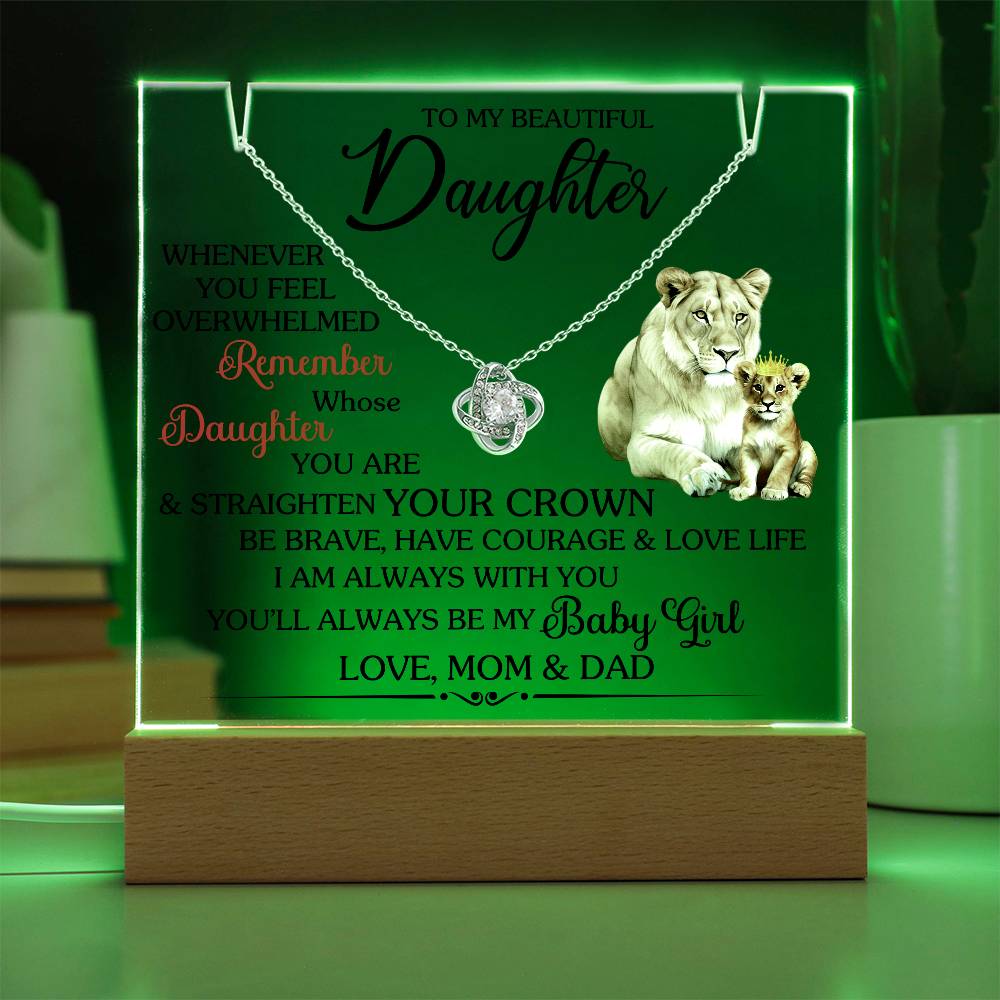 To My Beautiful Daughter- Love Knot Keepsake Plaque- a Gift for your Daughter/Daughter-in-Law.