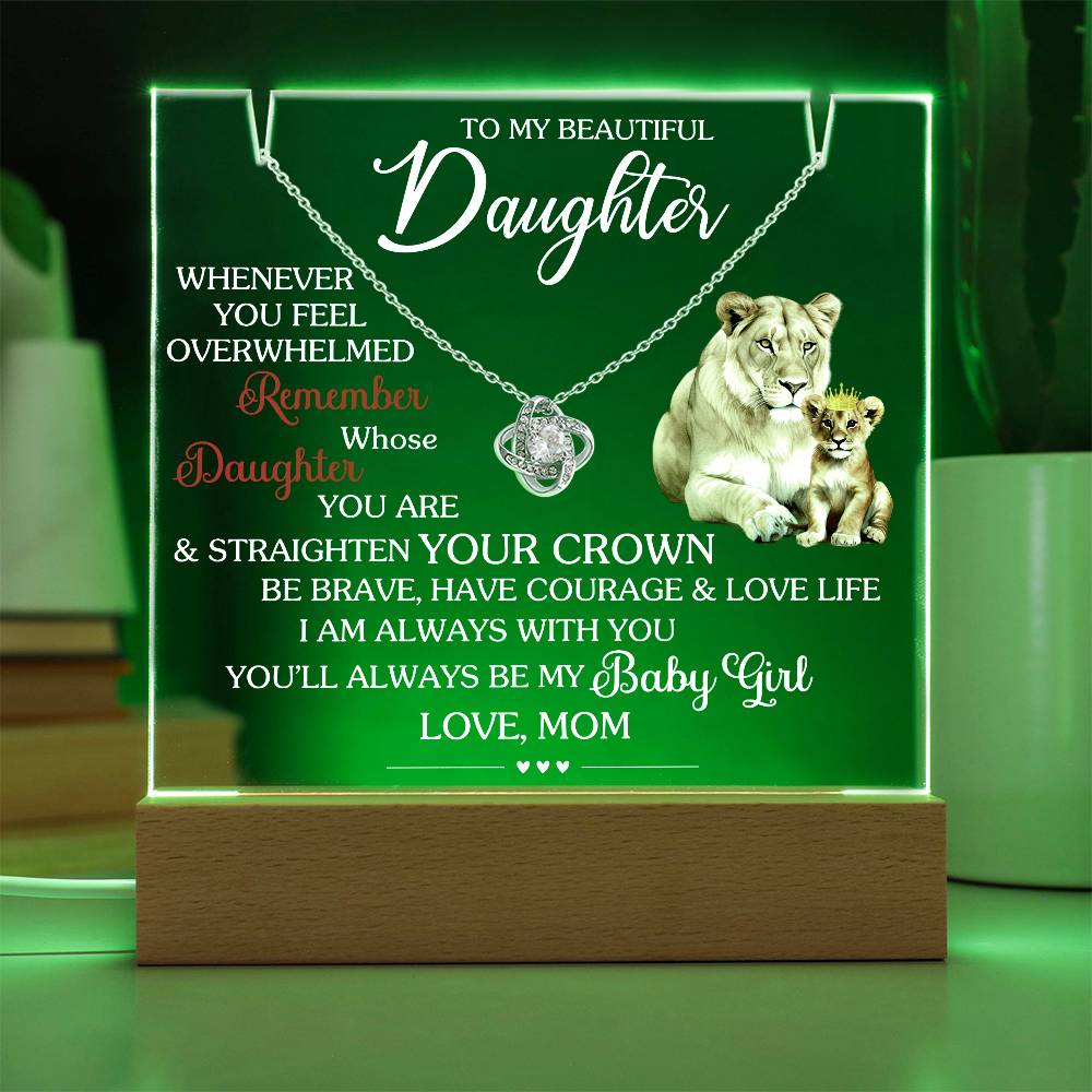 To My Beautiful Daughter- Love Knot Necklace  with Keepsake Plaque- a Gift for your Daughter/Daughter-in-Love