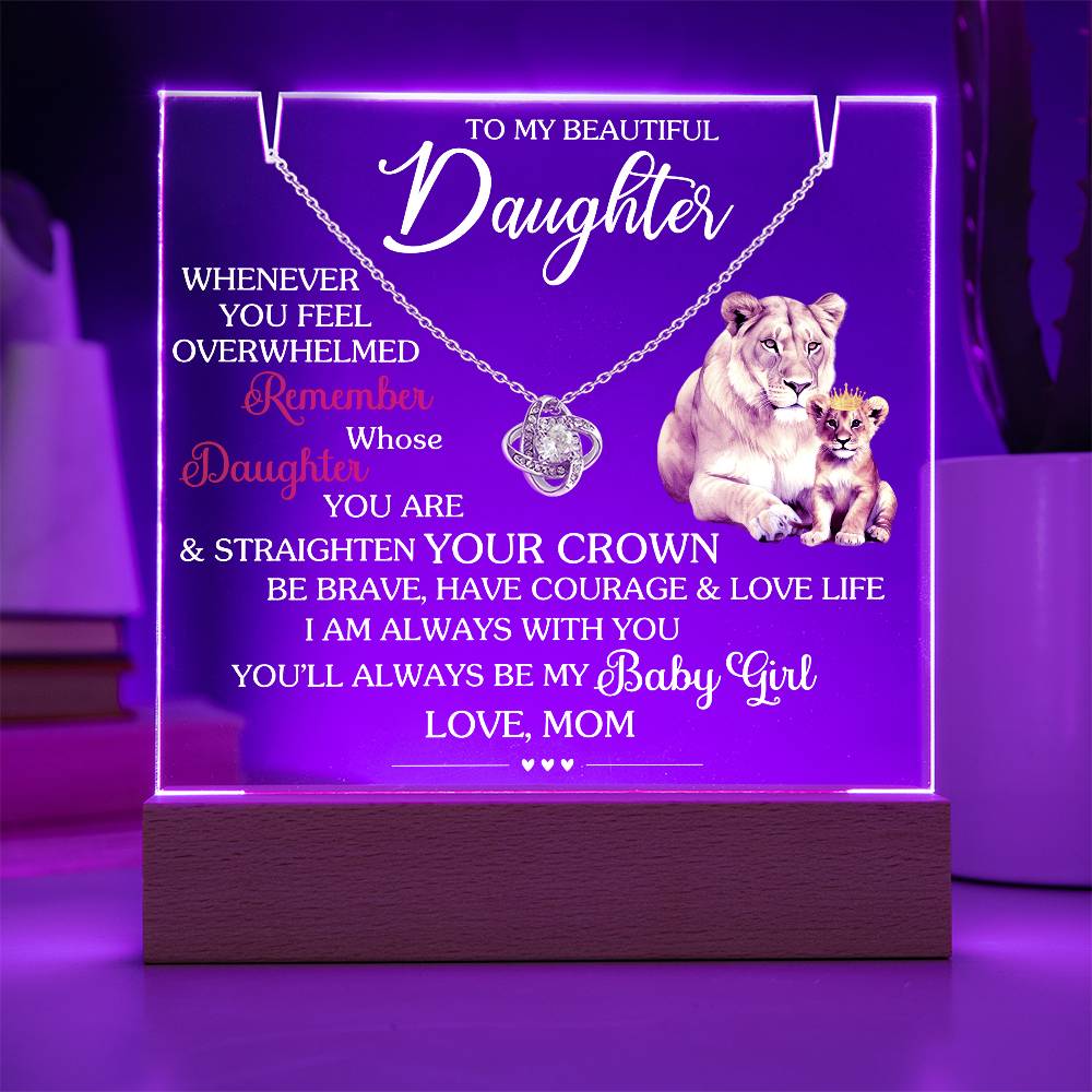 To My Beautiful Daughter- Love Knot Necklace  with Keepsake Plaque- a Gift for your Daughter/Daughter-in-Love