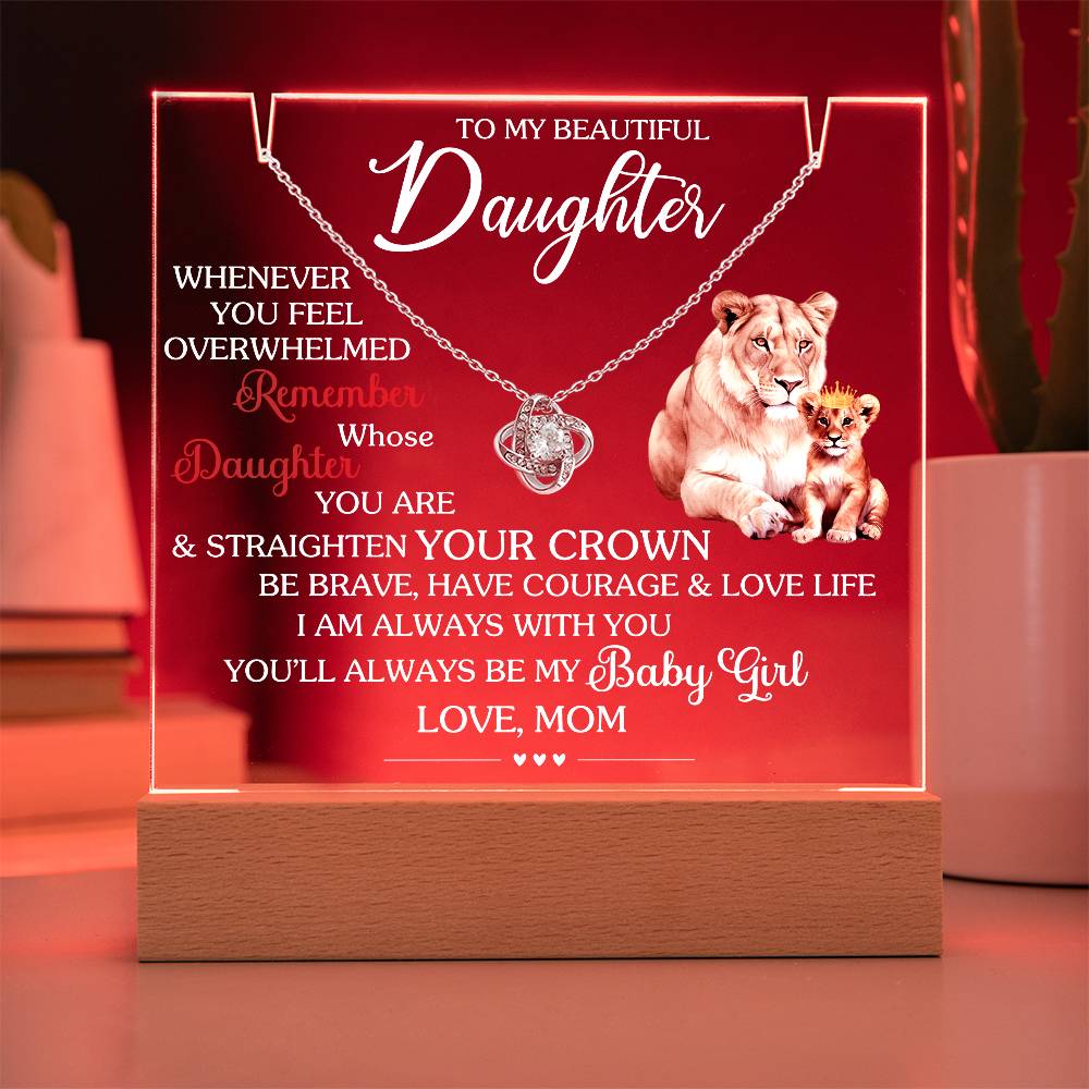 To My Beautiful Daughter- Love Knot Necklace  with Keepsake Plaque- a Gift for your Daughter/Daughter-in-Love