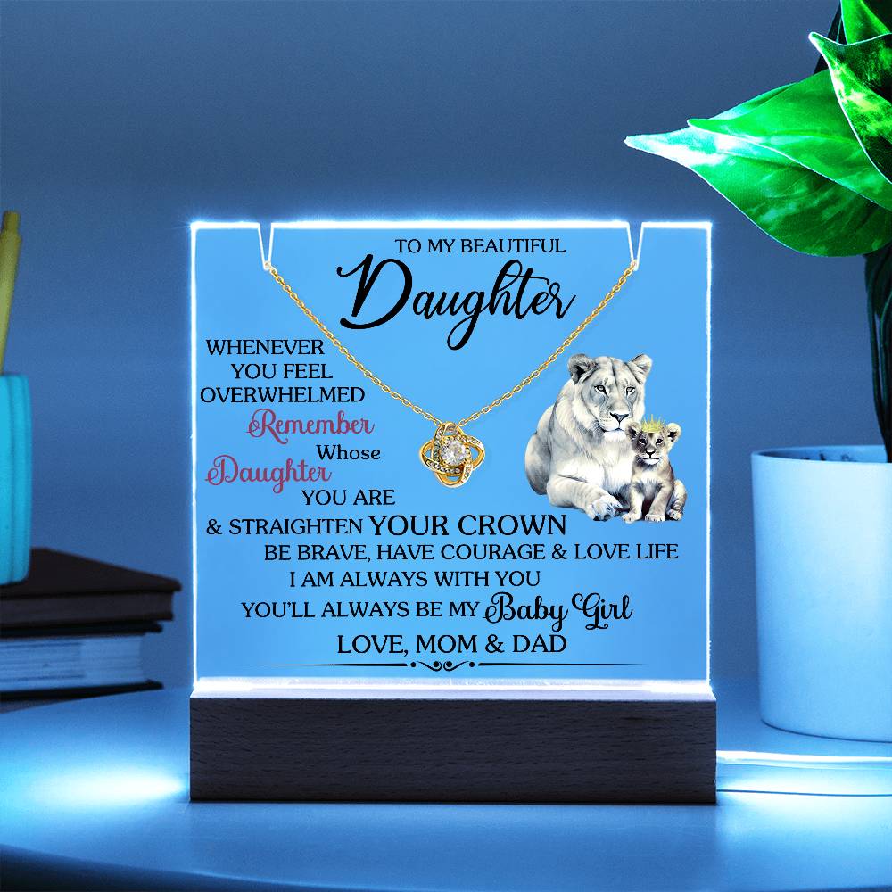 To My Beautiful Daughter- Love Knot Keepsake Plaque- a Gift for your Daughter/Daughter-in-Law.