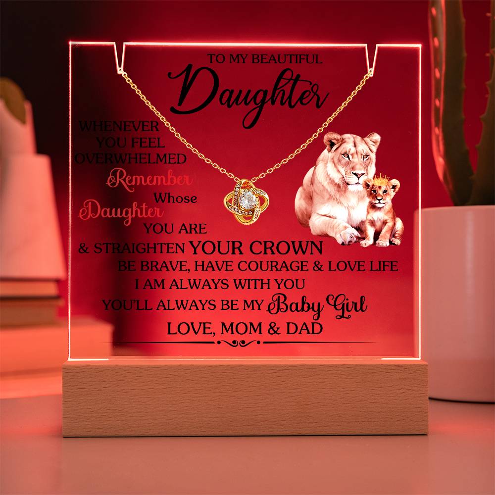 To My Beautiful Daughter- Love Knot Keepsake Plaque- a Gift for your Daughter/Daughter-in-Law.