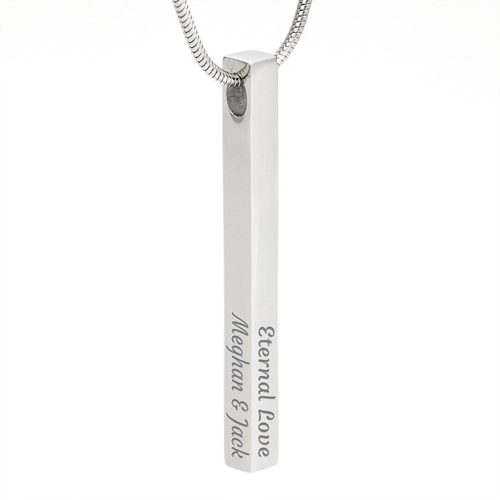 Custom Engraved 4- Sided Stick Necklace a Gift for a Daughter.