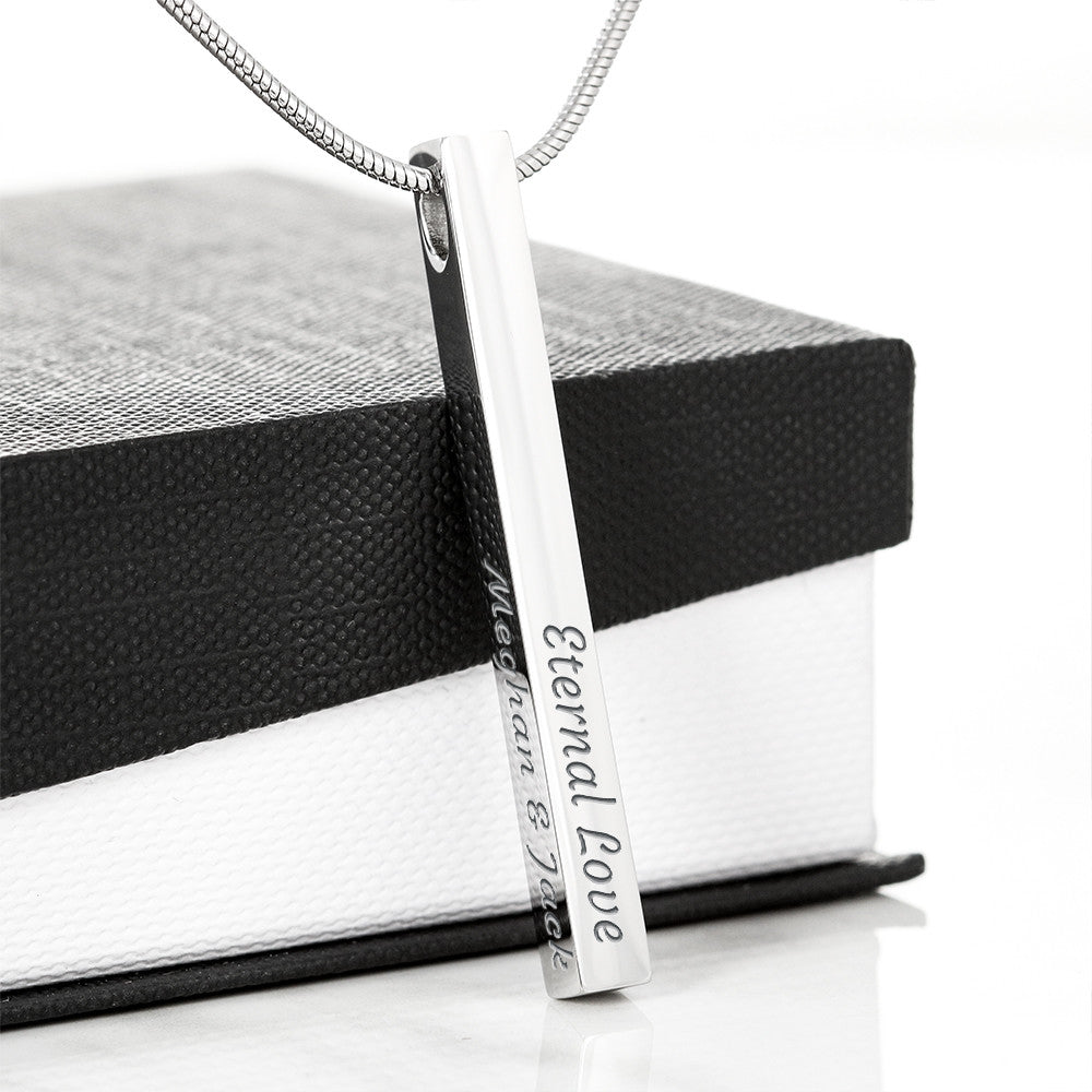 Custom Engraved 4-Sided Stick Necklace a Gift for a Soulmate.