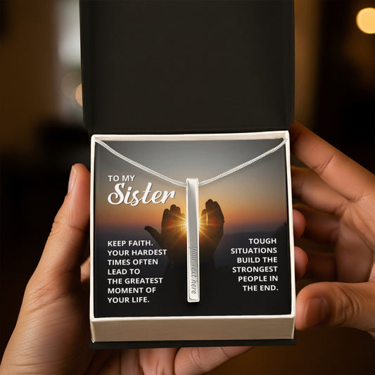 Engraved 4-sided Stick Necklace- A Gift for a Sister.