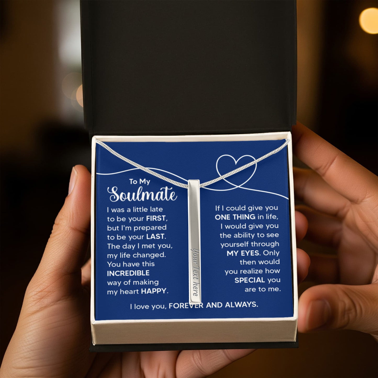 Custom Engraved 4-Sided Stick Necklace a Gift for a Soulmate.