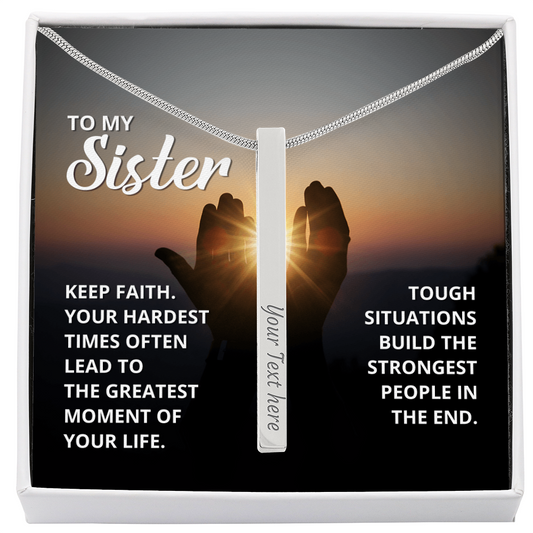 Engraved 4-sided Stick Necklace- A Gift for a Sister.