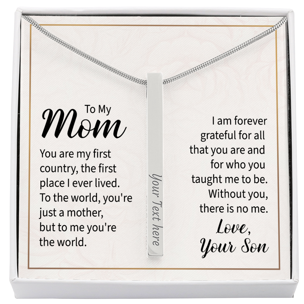 Personalized Mom Engraved 4 Sided Stick Necklace a Gift for Mom.