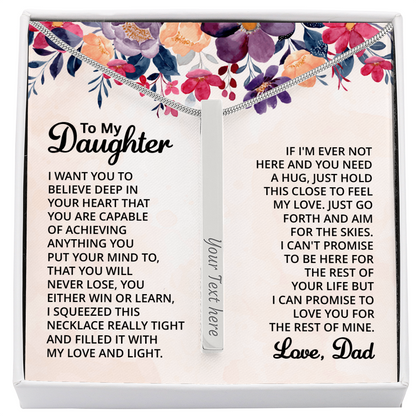 Custom Engraved 4- Sided Stick Necklace a Gift for a Daughter.