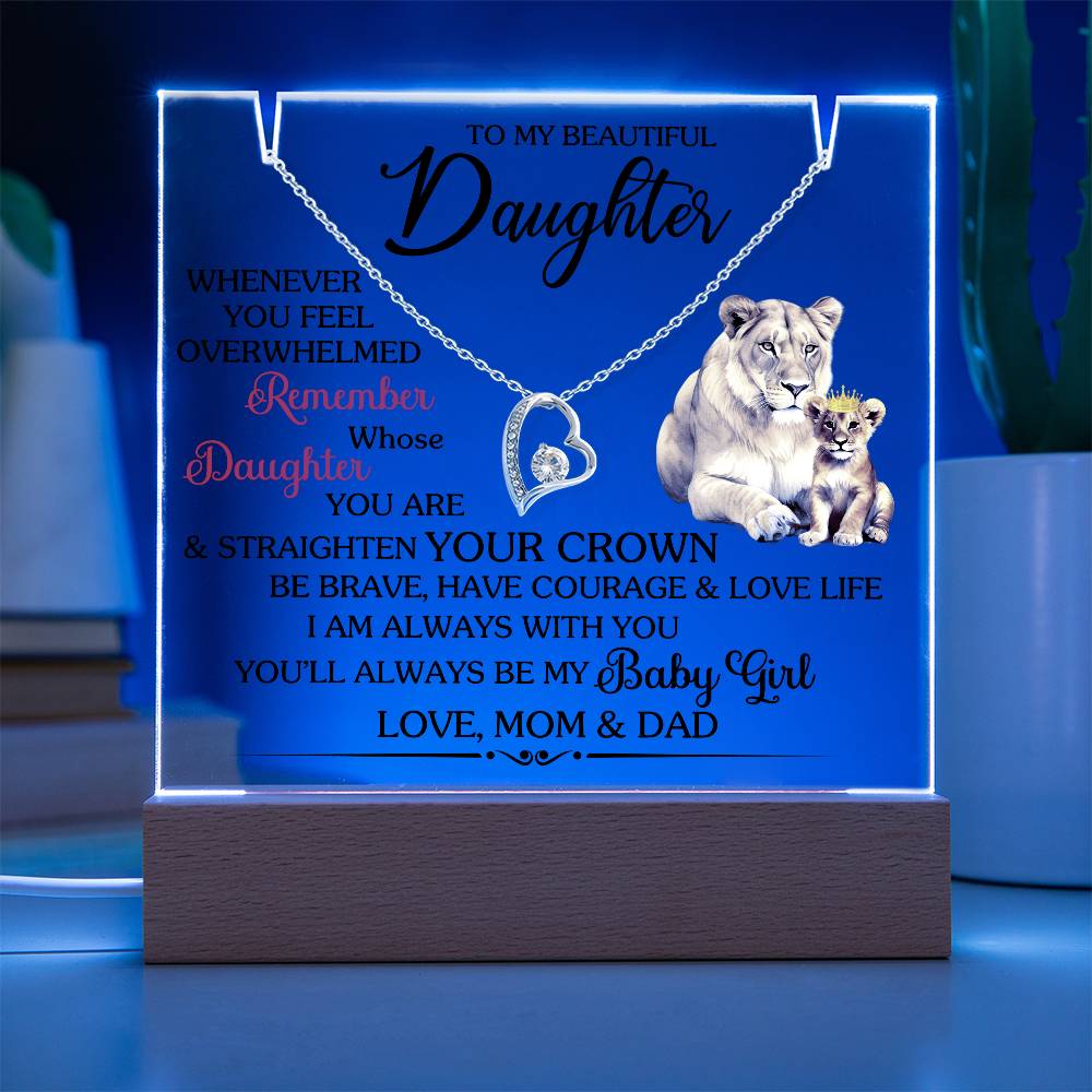 To My Beautiful Daughter- Forever Love Necklace and Acrylic Keepsake Message - a Gift for your Daughter/Daughter-in-Law.