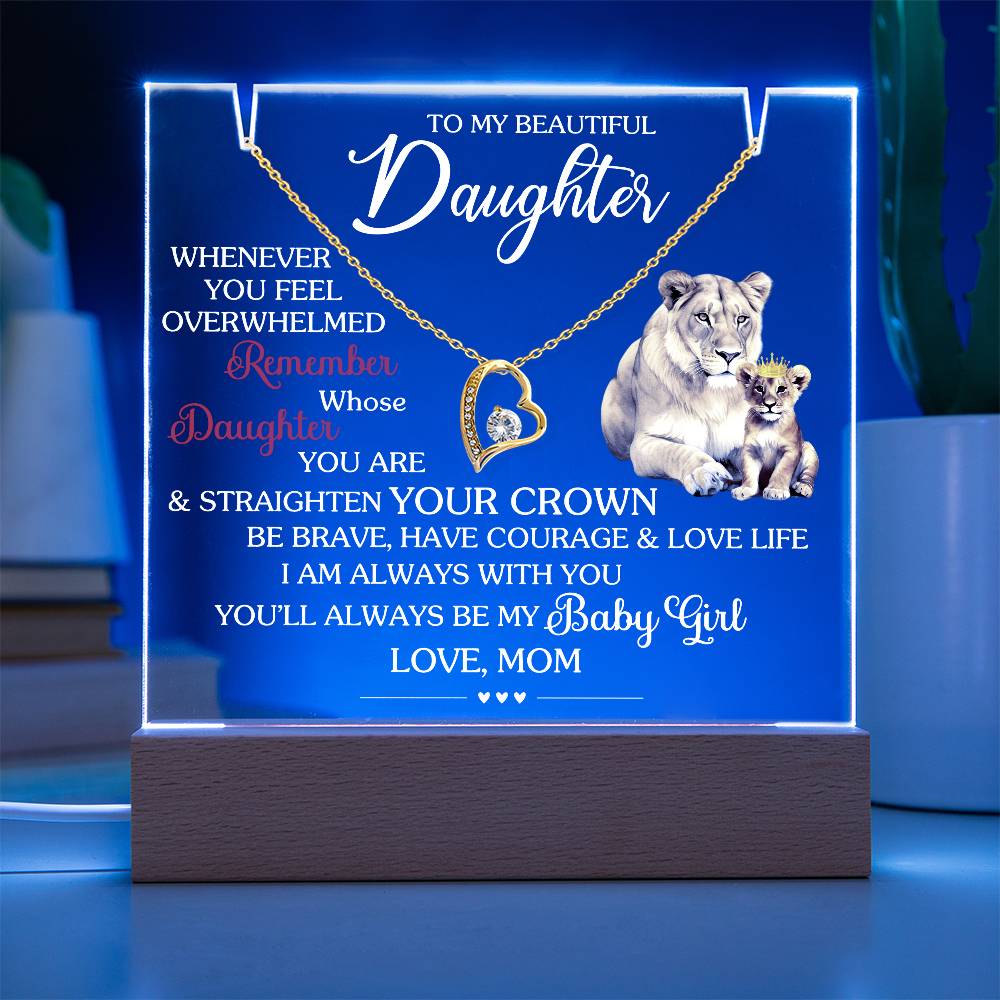 To My Beautiful Daughter- Forever Love Necklace and Acrylic Keepsake Message - a Gift for your Daughter/Daughter-in-Law.