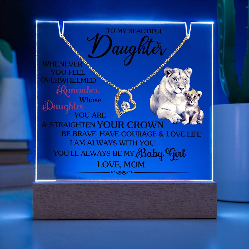 To My Beautiful Daughter- Forever Love Necklace and Acrylic Keepsake Message - a Gift for your Daughter/Daughter-in-Law.