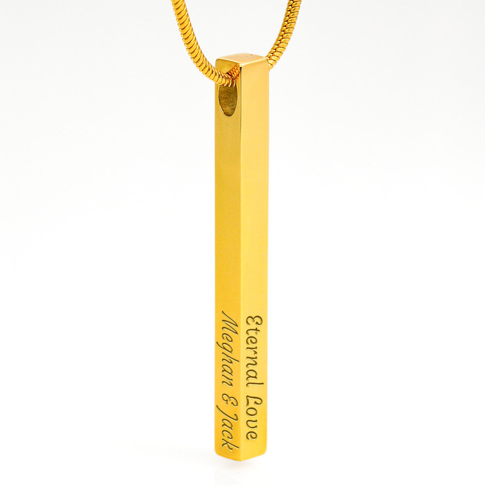 Custom Engraved 4-Sided Stick Necklace a Gift for a Soulmate.
