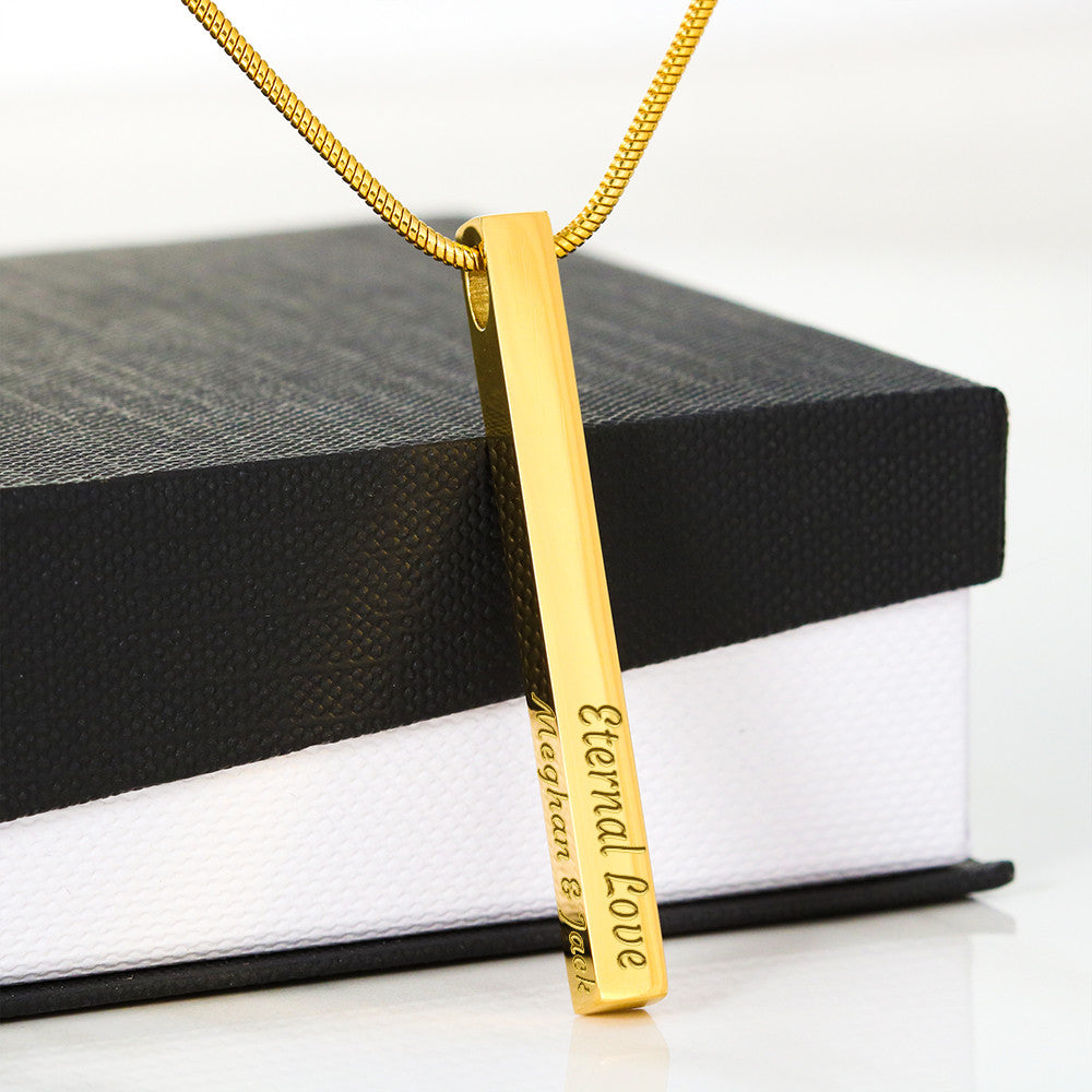 Custom Engraved 4- Sided Stick Necklace a Gift for a Daughter.