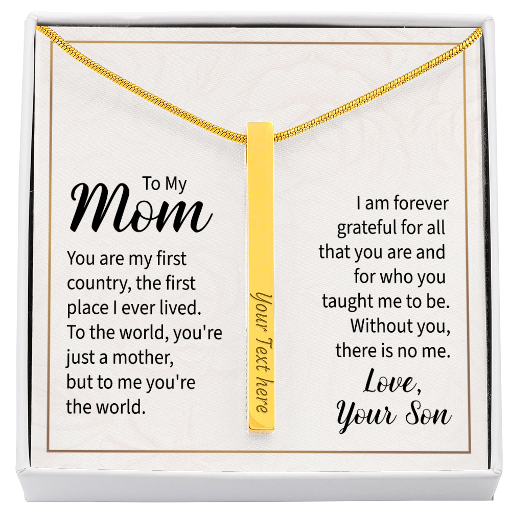 Personalized Mom Engraved 4 Sided Stick Necklace a Gift for Mom.
