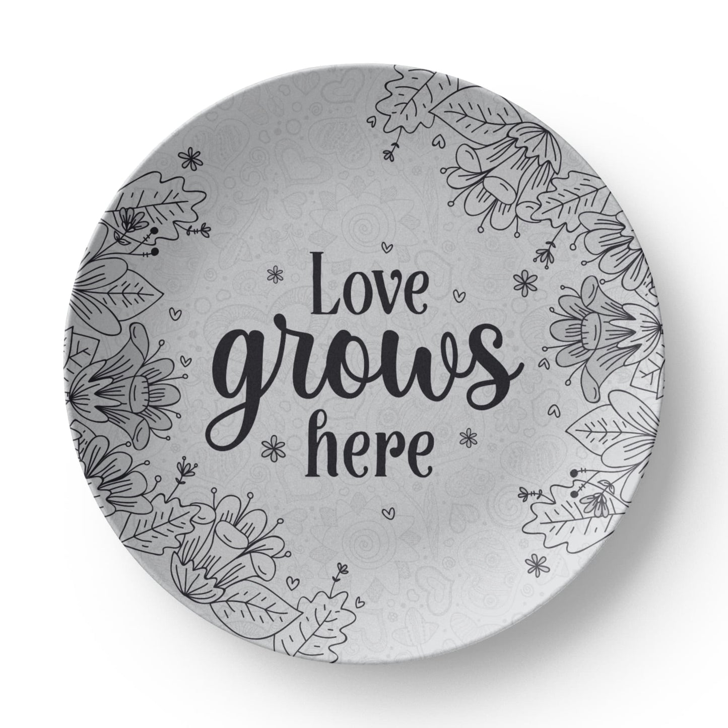 Love Grows Here 10'' Plate - a Gift for Mothers/Daughter/Wife.