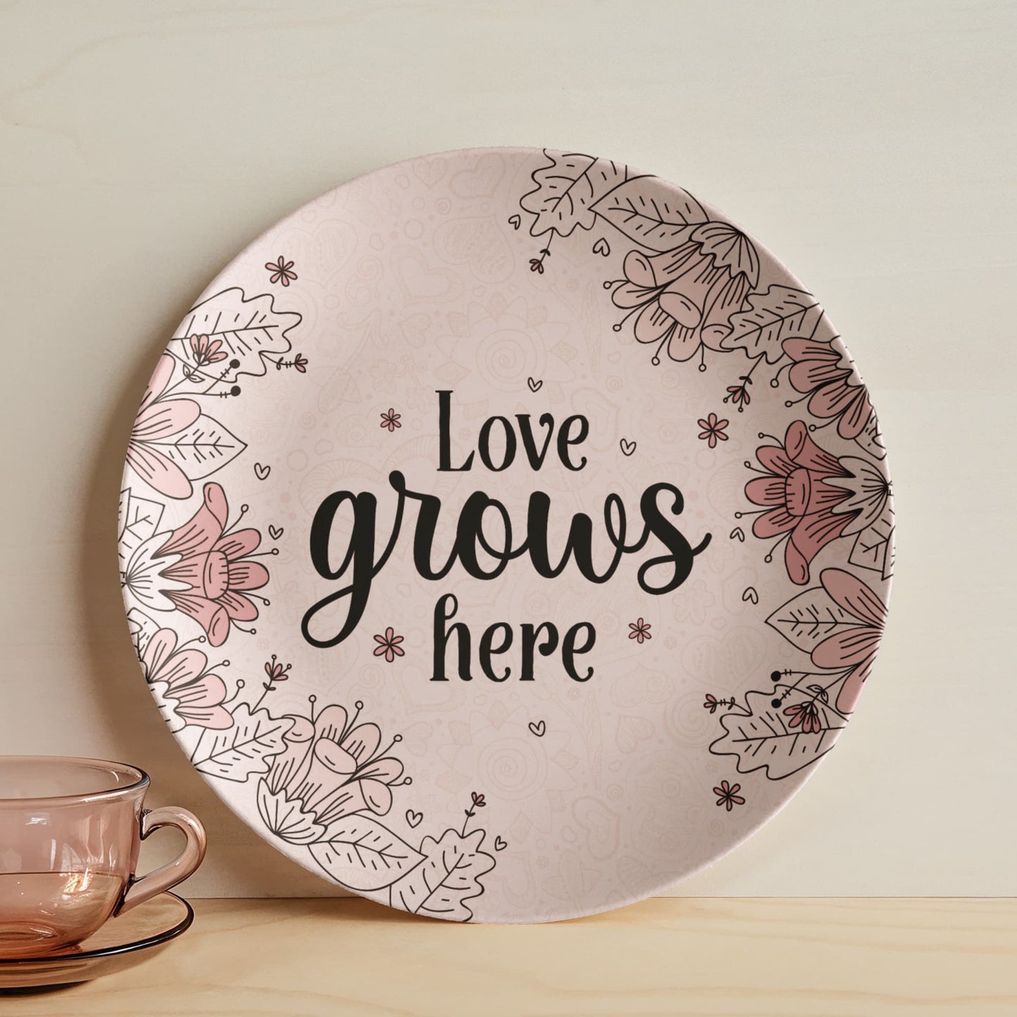 Love Grows Here 10'' Plate - a Gift for Mothers/Daughter/Wife.