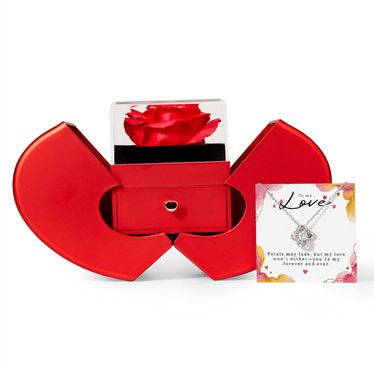 Love Knot Necklace with Rose Box- a Gift for Soulmate/Wife/Girlfriend.