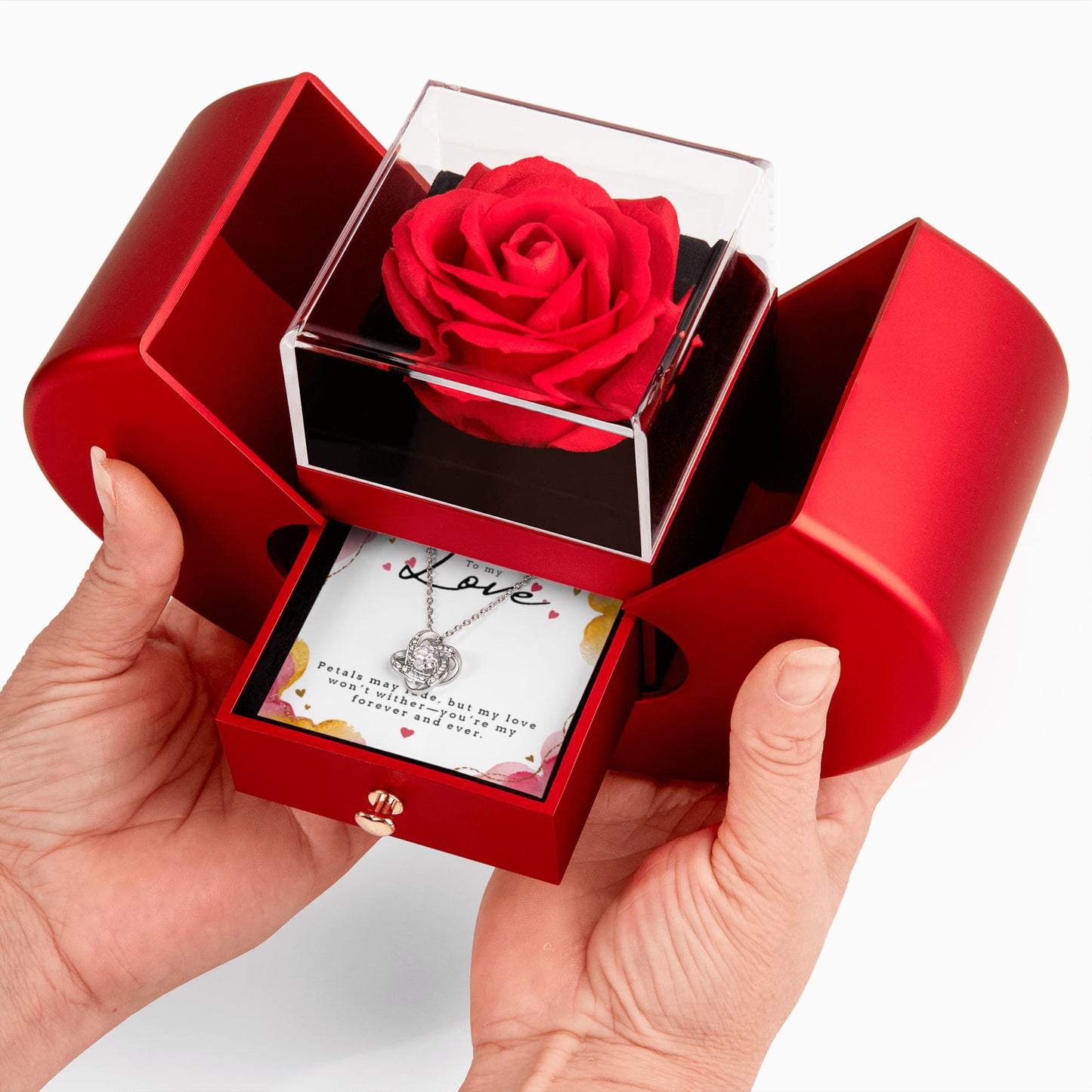 Love Knot Necklace with Rose Box- a Gift for Soulmate/Wife/Girlfriend.