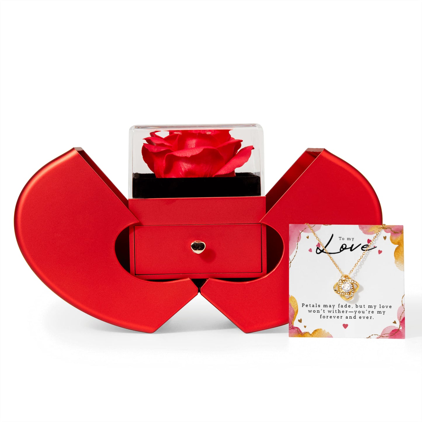 Love Knot Necklace with Rose Box- a Gift for Soulmate/Wife/Girlfriend.