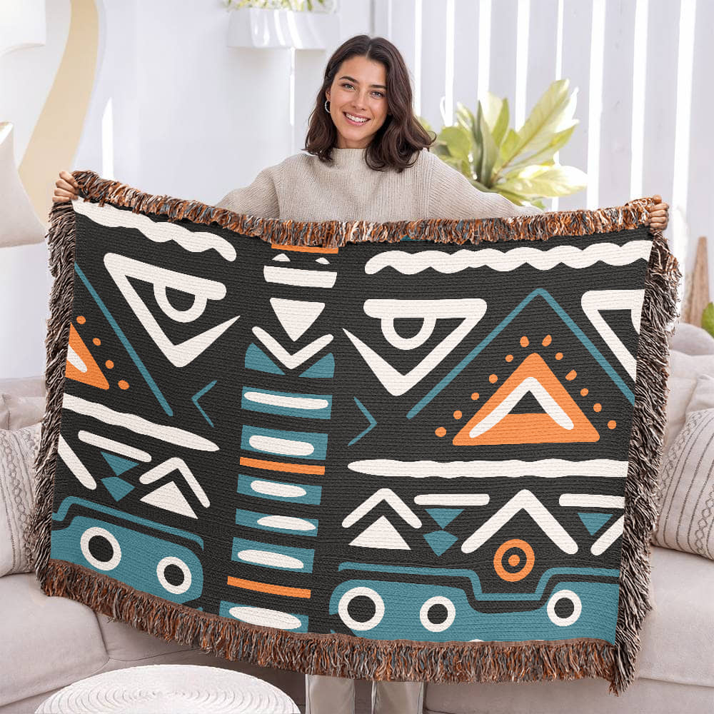 Geometric Heirloom Artwork Woven Blanket a Gift for Mother/Father.