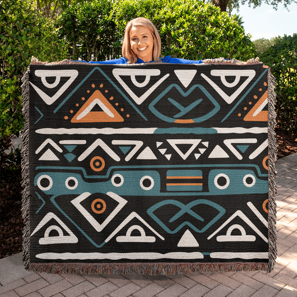 Geometric Heirloom Artwork Woven Blanket a Gift for Mother/Father.
