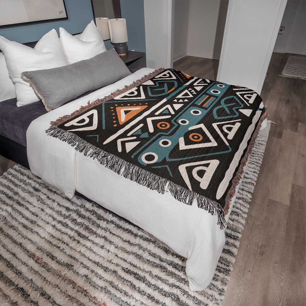 Geometric Heirloom Artwork Woven Blanket a Gift for Mother/Father.