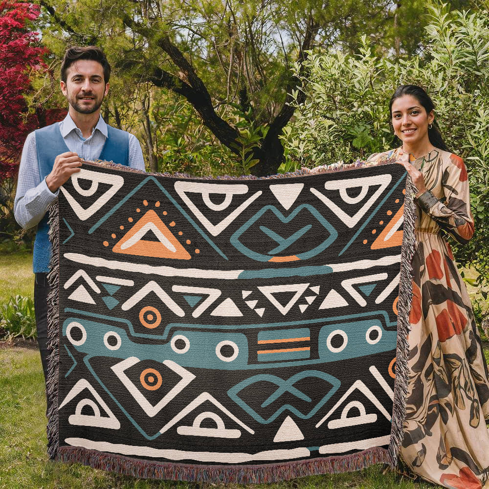 Geometric Heirloom Artwork Woven Blanket a Gift for Mother/Father.