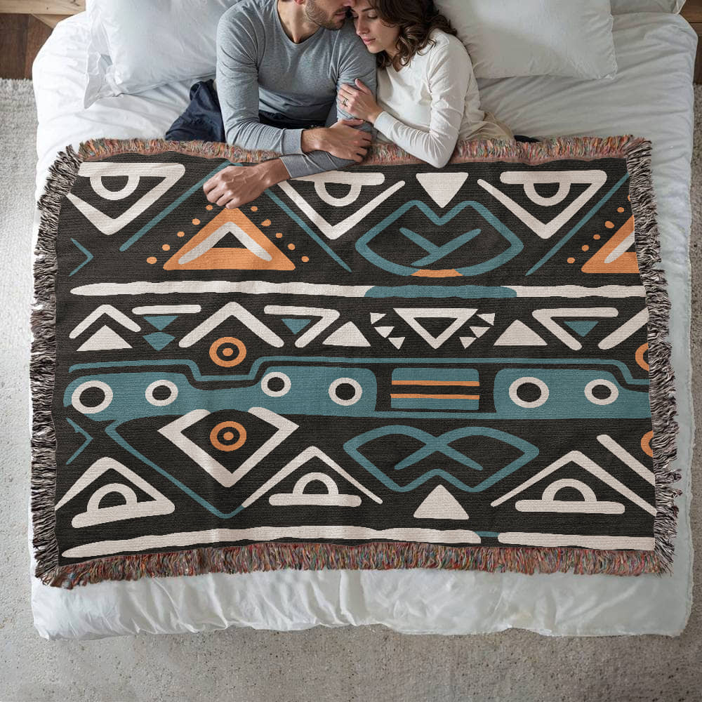 Geometric Heirloom Artwork Woven Blanket a Gift for Mother/Father.