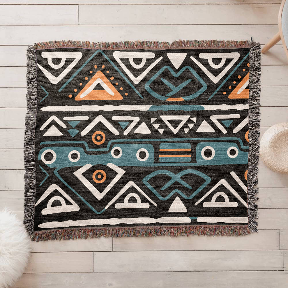 Geometric Heirloom Artwork Woven Blanket a Gift for Mother/Father.