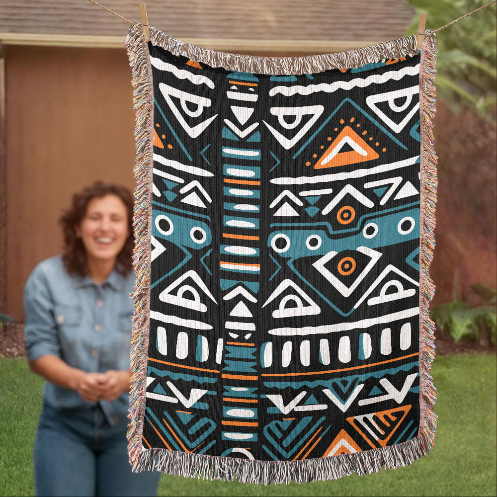Geometric Heirloom Artwork Woven Blanket a gift for Mother/Father.