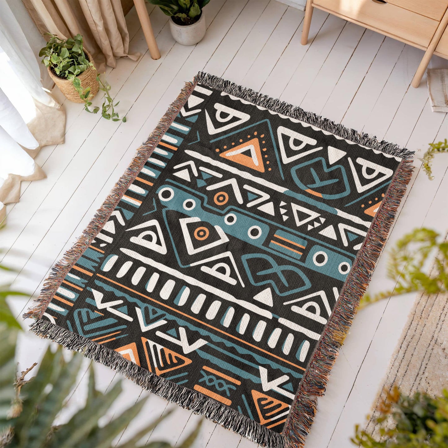 Geometric Heirloom Artwork Woven Blanket a gift for Mother/Father.